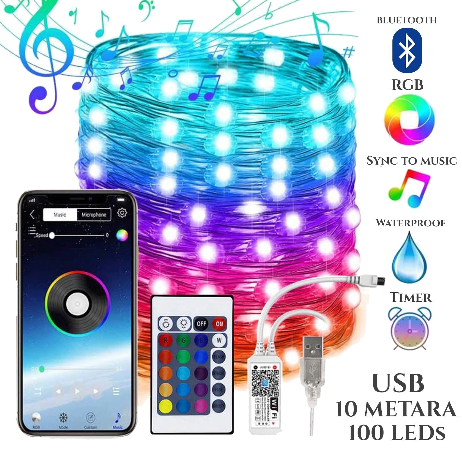 Szuper vízálló intelligens LED-szalag 10m