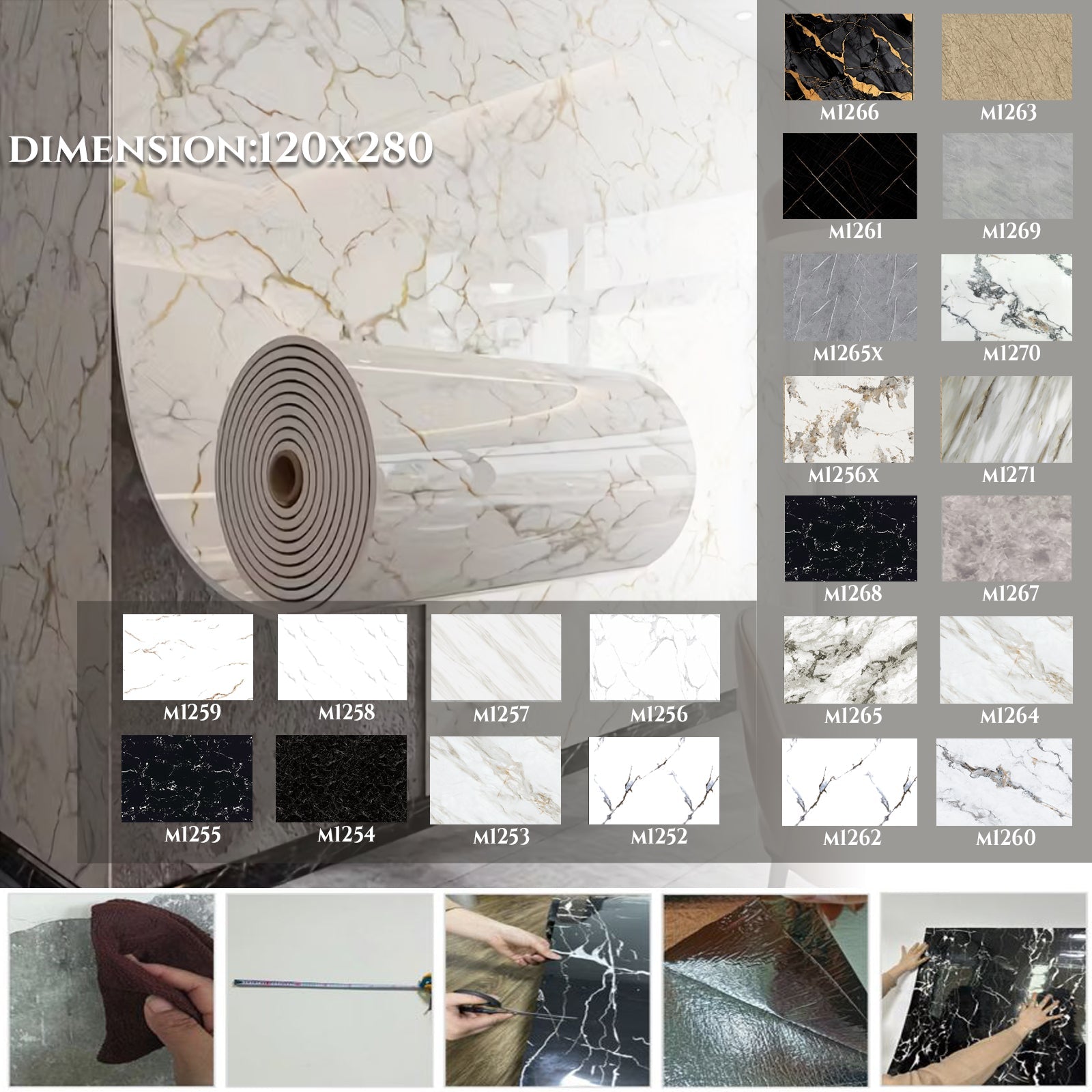 Öntapadós 3D PVC dekorfólia 120x280cm