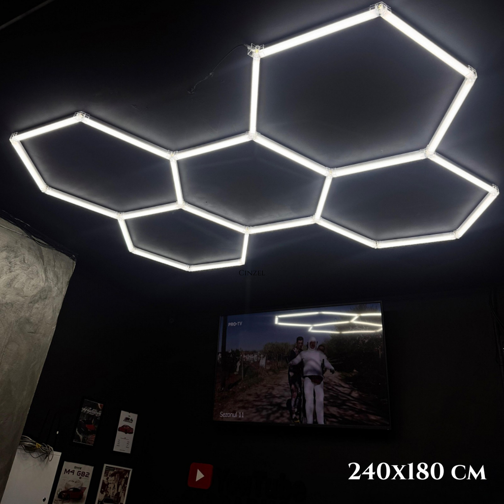 Mennyezeti LED lámpa hatszögletű 240×180 cm