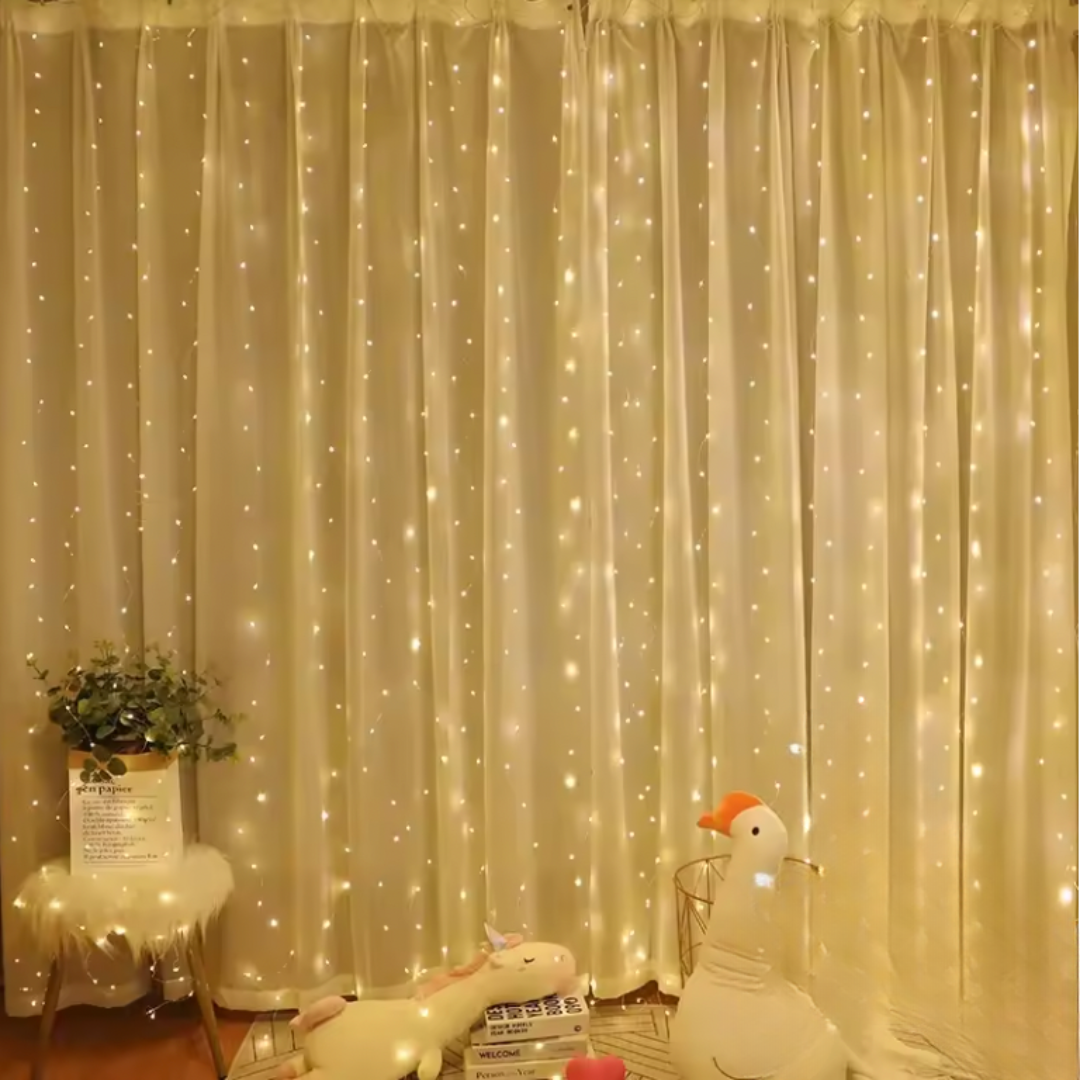 LED Ablakfüggöny Akasztókkal és Távirányítóval 3X3M