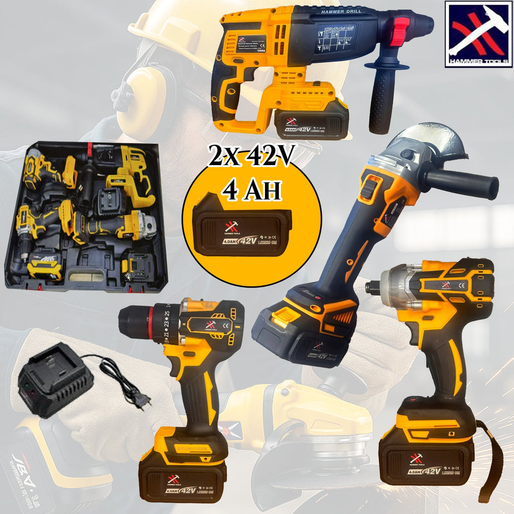 Hammer Tools 4 az 1-ben Készlet - Fúró, Csiszológép, Ütvefúró és Csavarozó