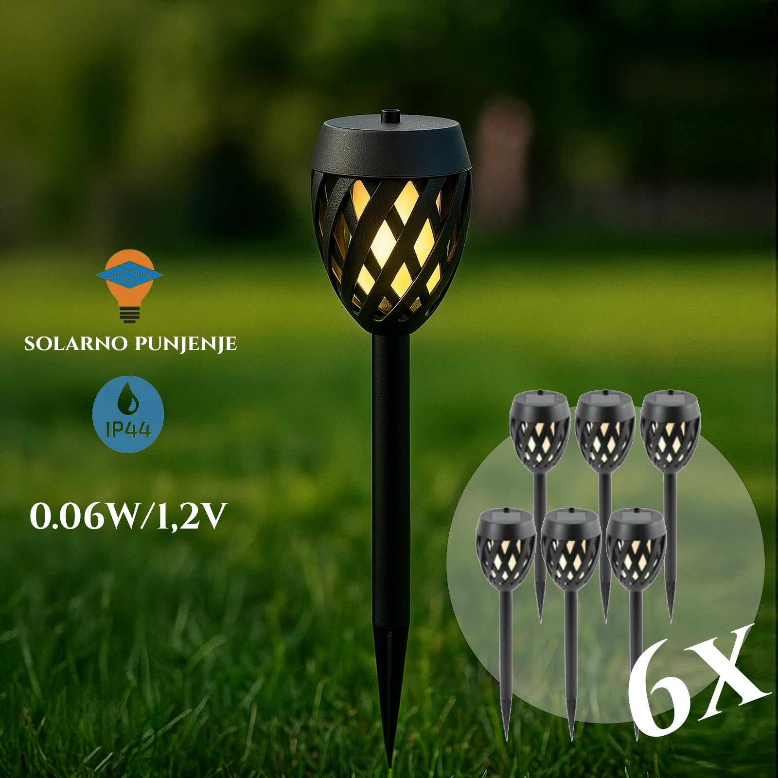 6 db-os napelemes LED kerti zseblámpa