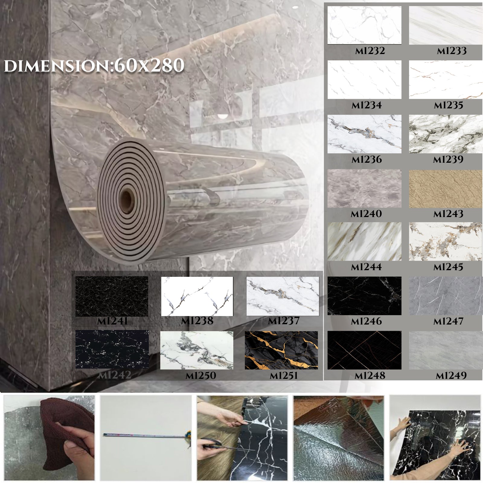 Öntapadós 3D PVC dekorfólia 60x280cm