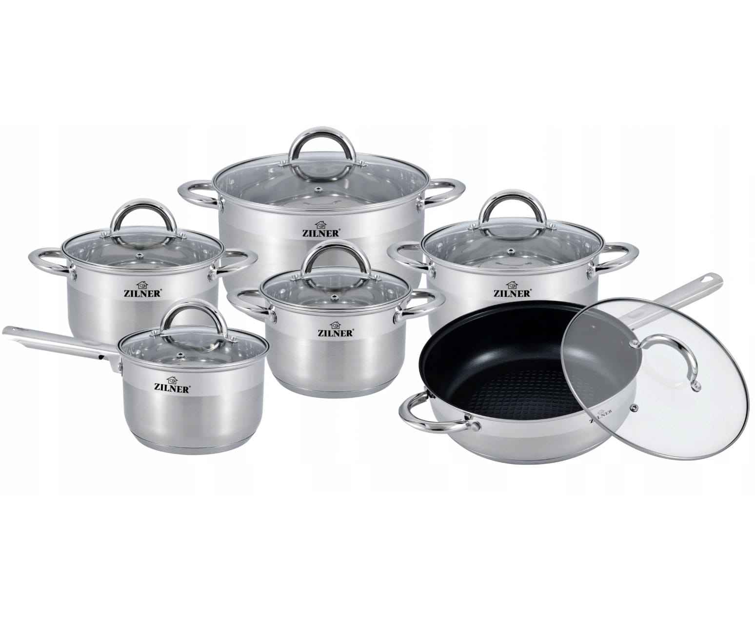 Felső rozsdamentes acél 18/10 ZILNER 12 darabos edénykészlet