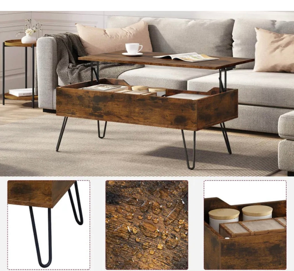 Modern felnyitható dohányzóasztal tárolóhellyel