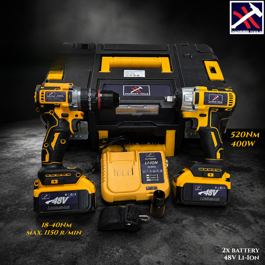 HAMMER TOOLS – 48V Akkus fúró és ütvecsavarozó, X2 akkumulátor