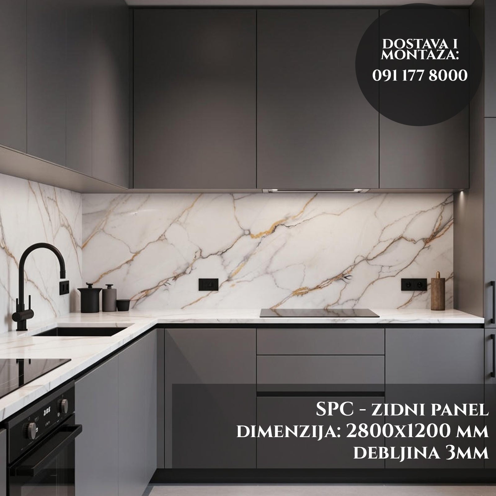 Fali dekorpanel - Gold mramor