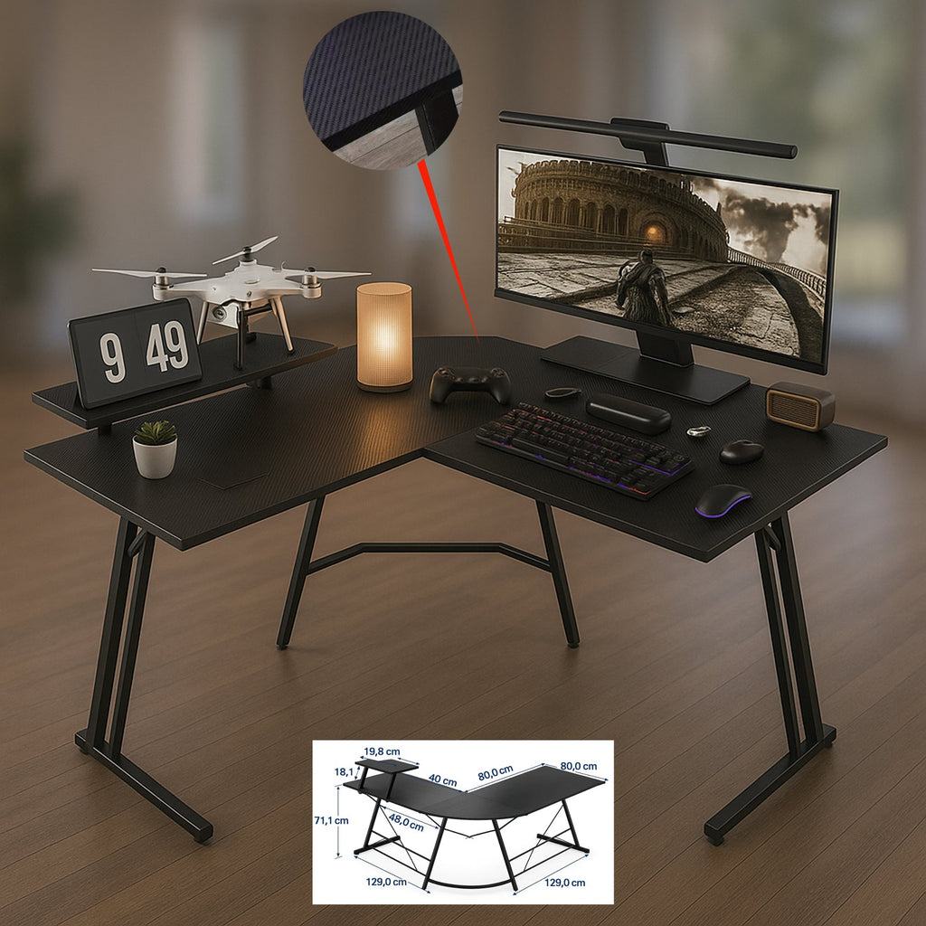 L-alakú gamer asztal