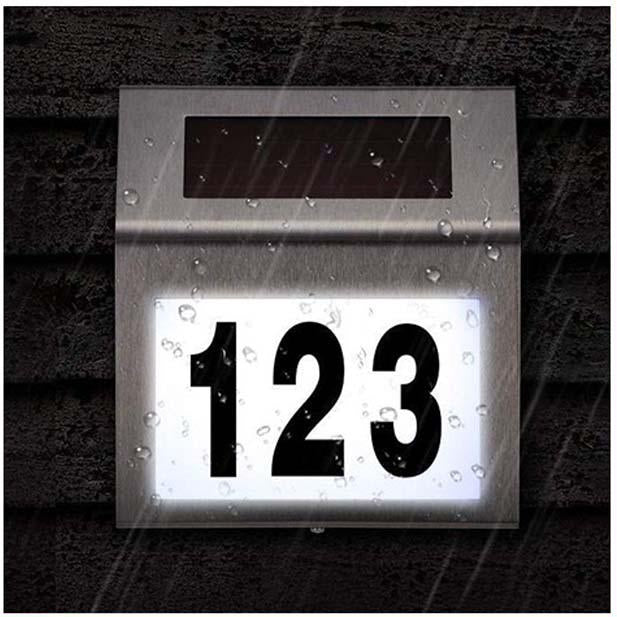 Napelemes LED lámpa házszámmal