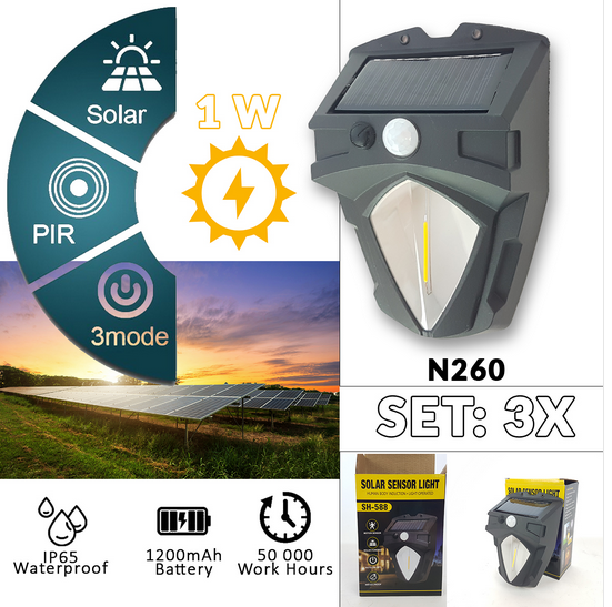 LED napelemes lámpa n260 3 darab