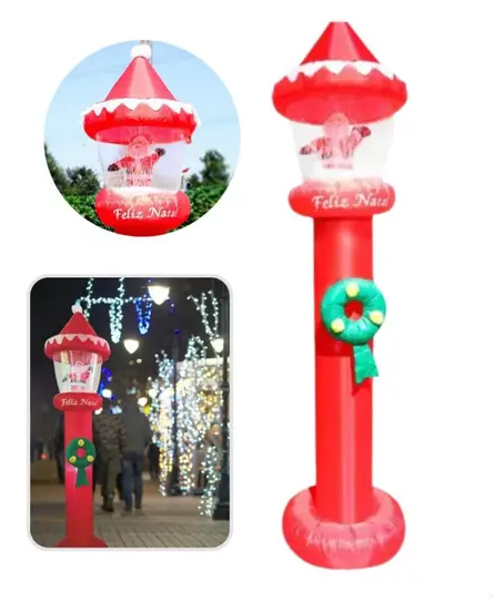 2 méteres felfújható karácsonyi lámpa, amely repülő hóval világít