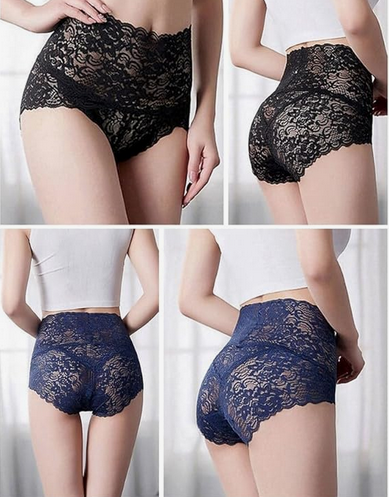 5× Csipkés Magasított Derékú Női Bugyi - Szett