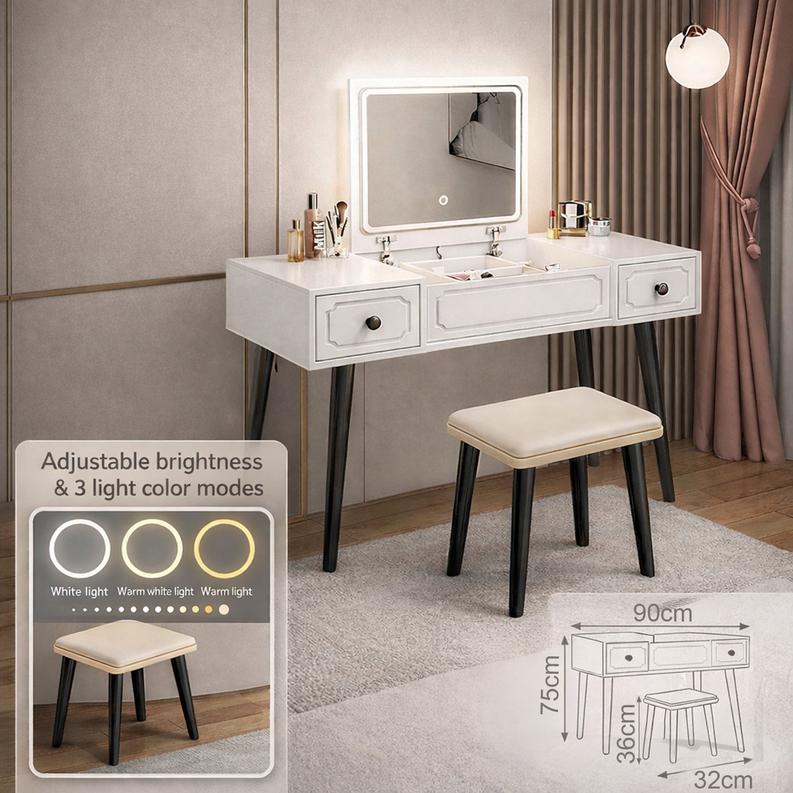 Sminkasztal LED világítással