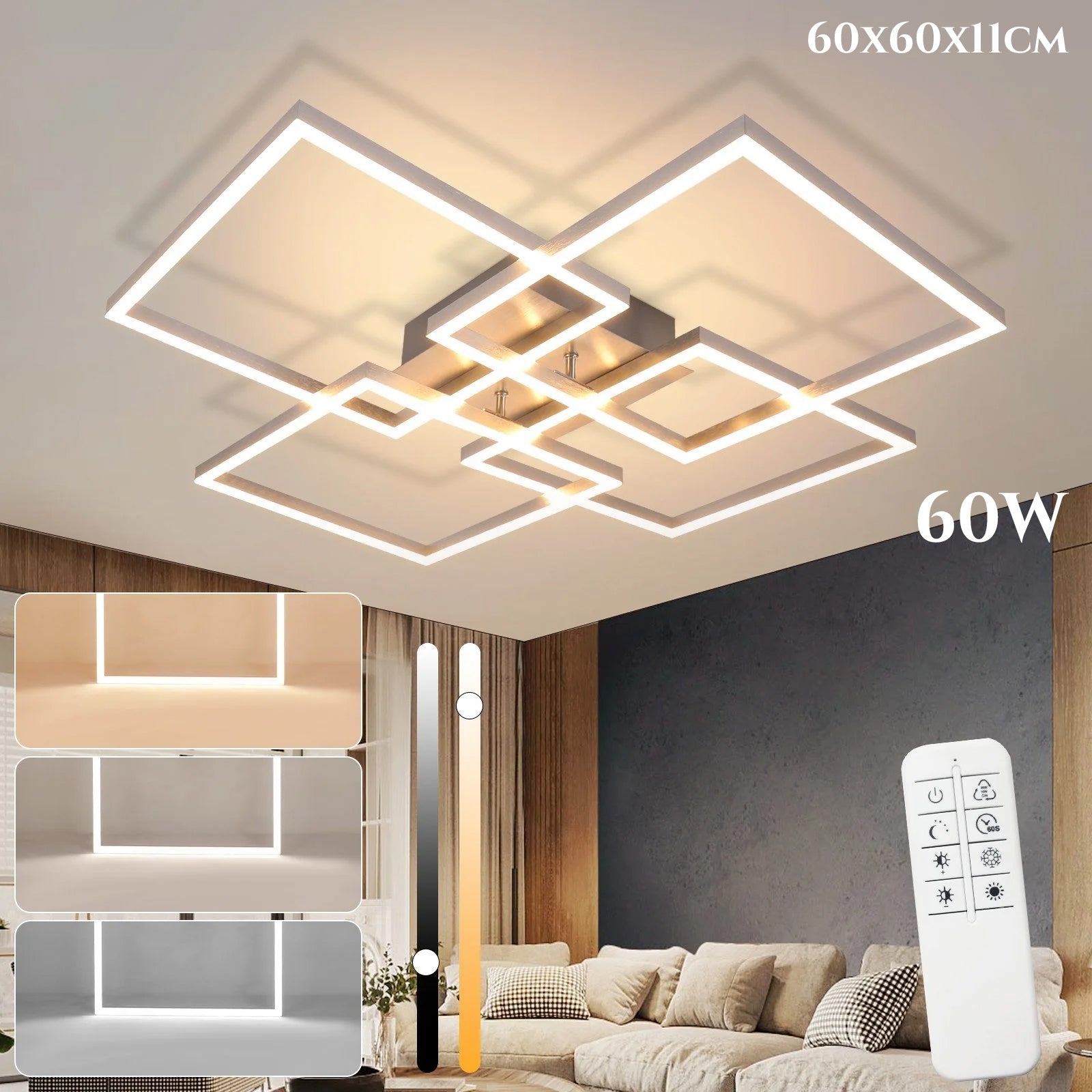 Modern LED mennyezeti panel - 60W (60×60 cm)