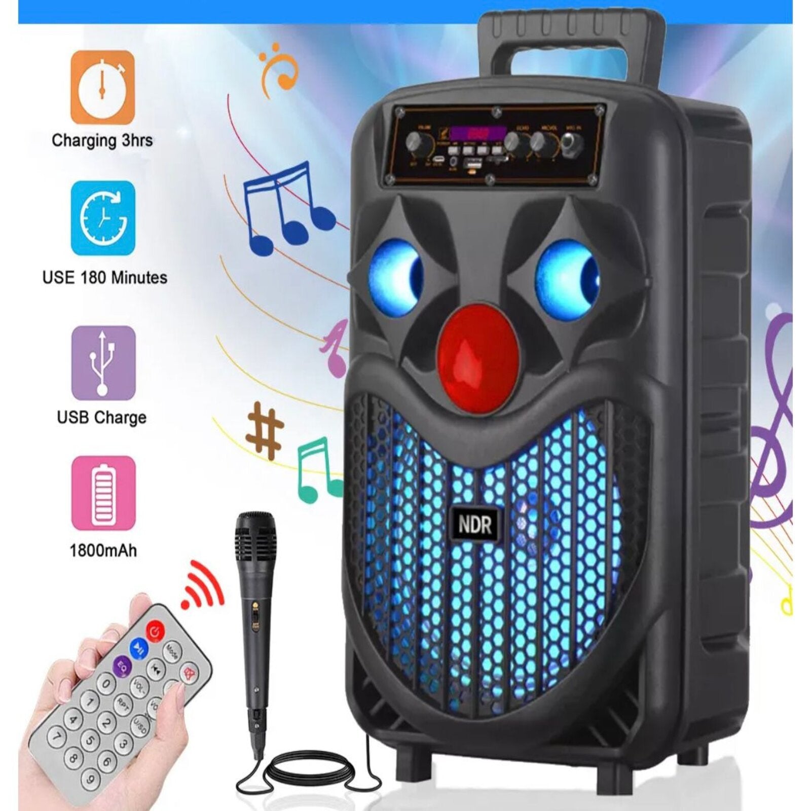 JOKER 8 hüvelykes hangszóró mikrofonnal és távirányítóval