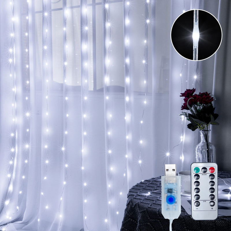 LED Ablakfüggöny Akasztókkal és Távirányítóval 3X3M