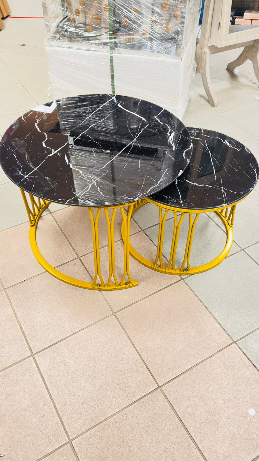 Dohányzóasztal szett – Fekete márvány