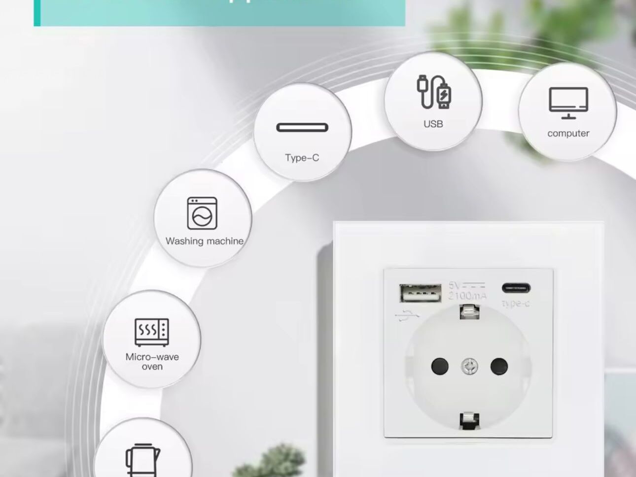 Kettős fali aljzat (USB + C)