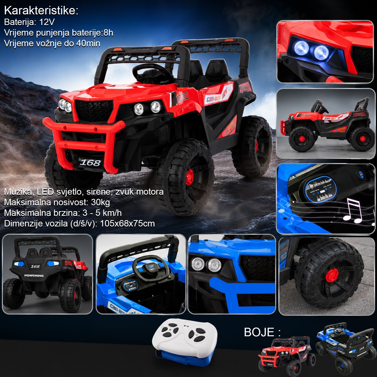 Gyerek elektromos autó Can-Am 168 12V
