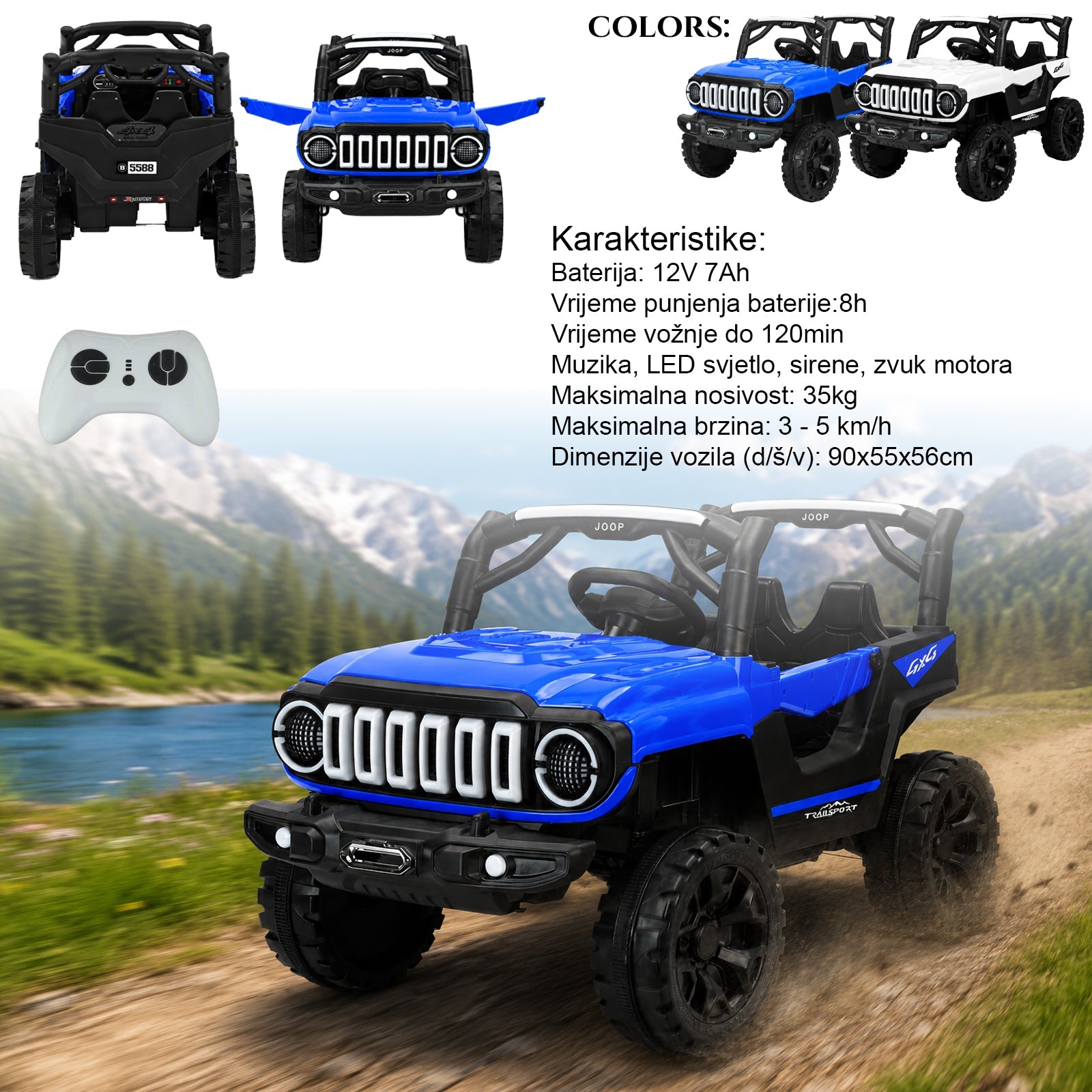 Gyerek elektromos dzsip JOOP 4×4 Trailsport 12V