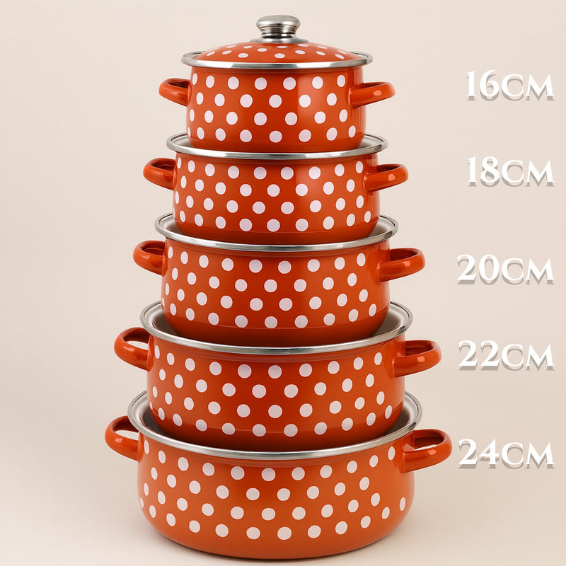 Retro zománcozott fazék készlet, 5 részes (16–24 cm)