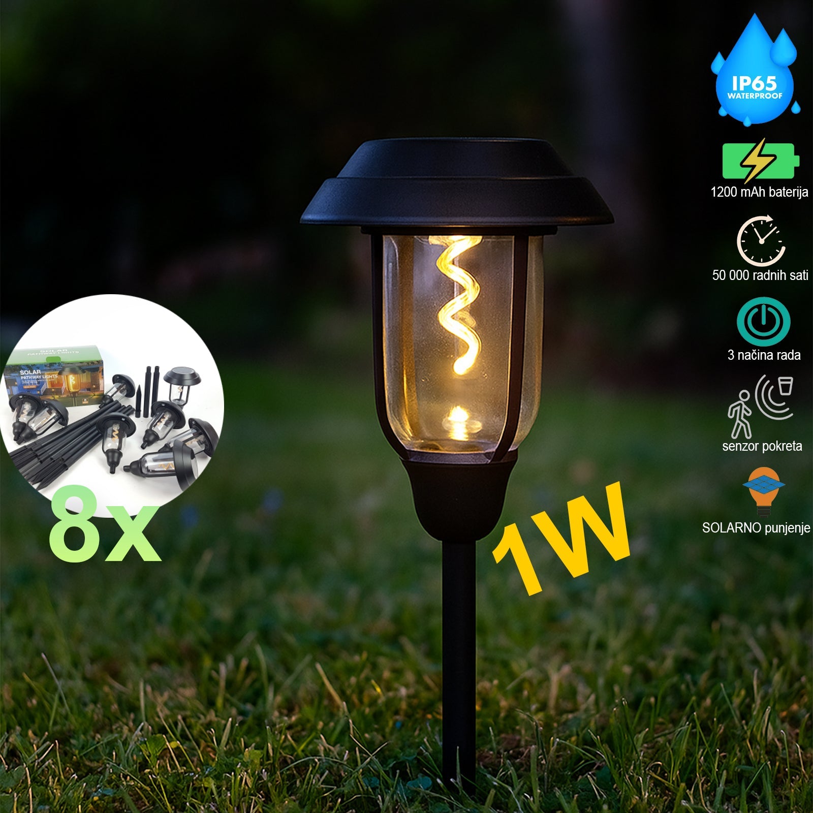 LED napelemes kerti lámpa n265 8 darab