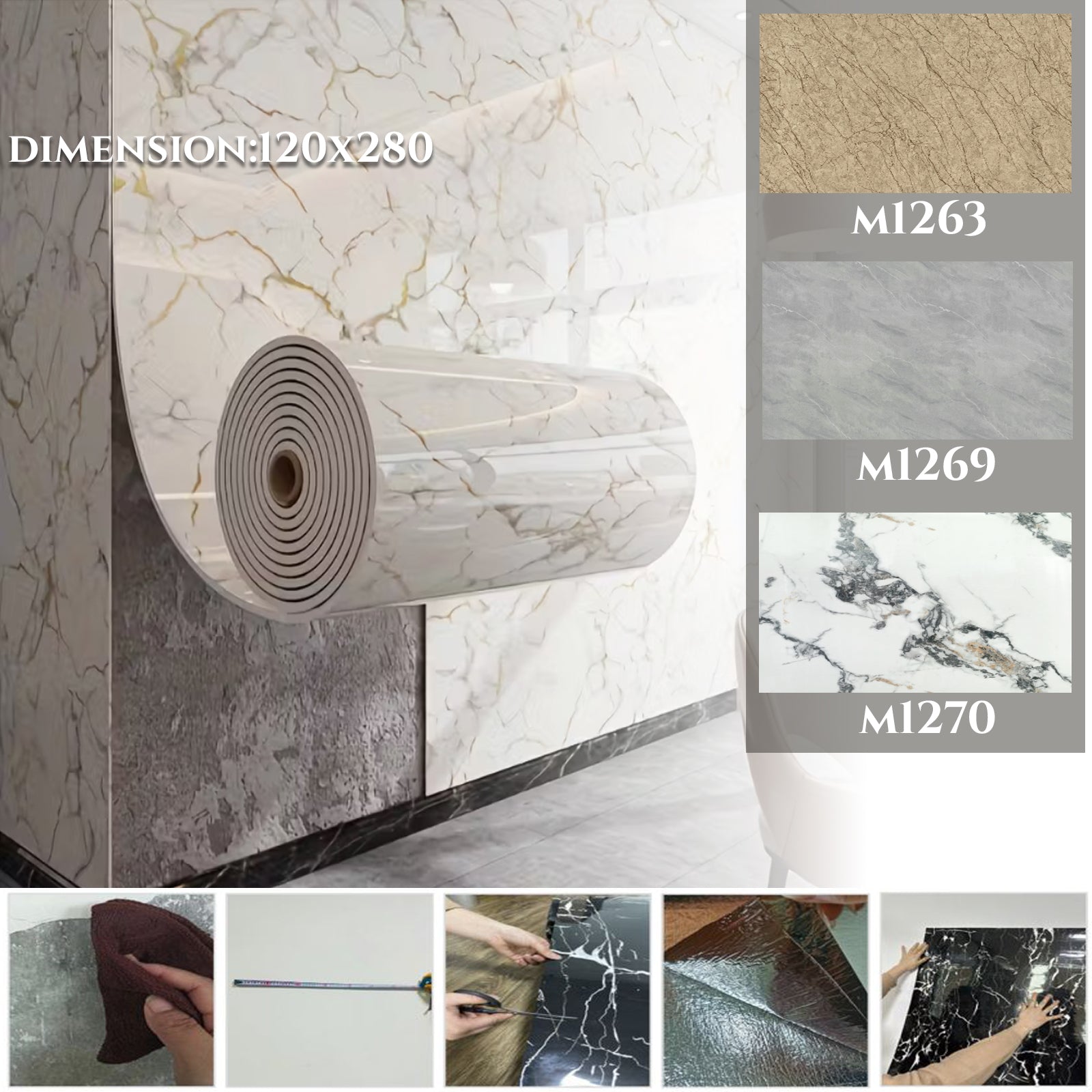 Öntapadós 3D PVC dekorfólia 120x280cm