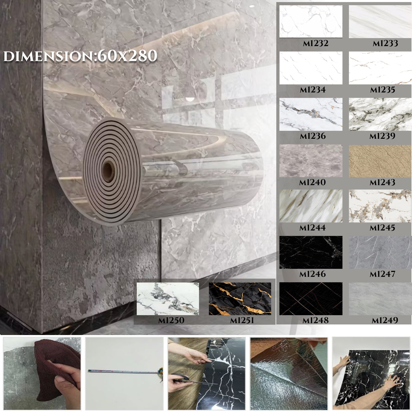 Öntapadós 3D PVC dekorfólia 60x280cm